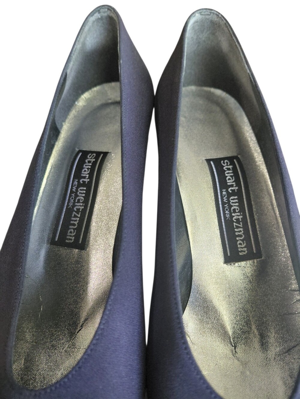 Stuart Weitzman Classic Navy Blue Pointed Toe Kitten Heel Pumps Size 9.5 - Picture 4 of 11
